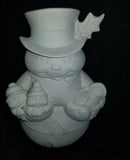 Top Hat Snowman w/ 3 Snowbabies Ready to Paint Unpainted Ceramic Bisque