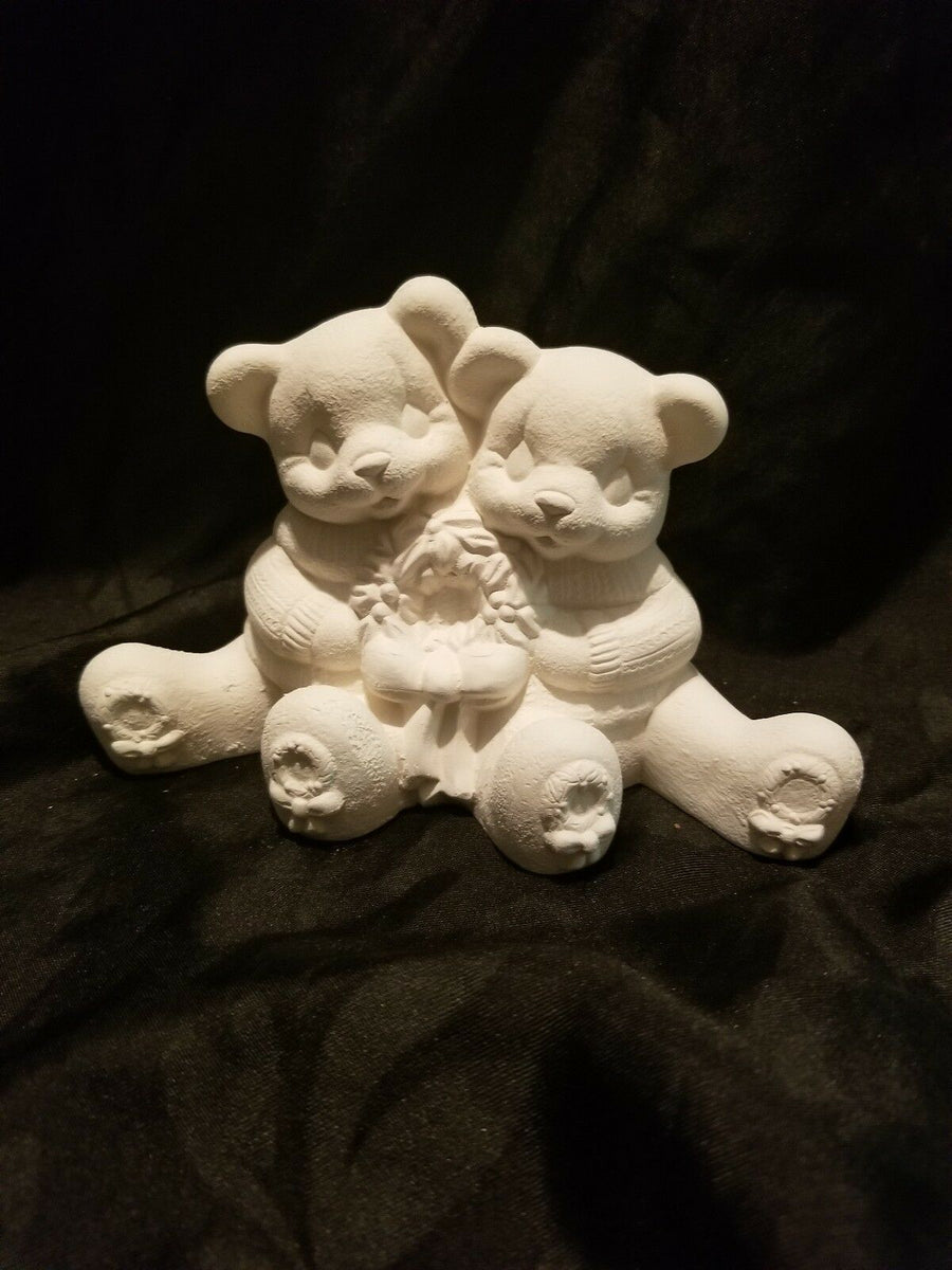 Ceramic Bisque U-Paint Teddy Bear with Bow Ready to Paint good DIY Unpainted