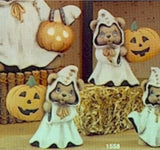 2 Teddy Bear Ghost w/Pumpkin Halloween