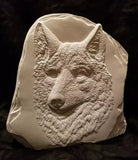 Wolf Head On Rock Ready to Paint, Unpainted Ceramic Bisque