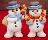 Clay Magic Snowman w/ Gifts Set Unpainted Ceramic Bisque
