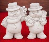 Clay Magic Snowman w/ Gifts Set Unpainted Ceramic Bisque
