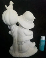 Scarecrow with pumpkins for sale sign Ready to Paint, Unpainted, You Paint Ceramic Bisque