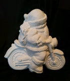 Motorcycle Biker Santa Unpainted Ceramic Bisque Ready To Paint