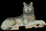 Lg Laying Wolf or Lg Laying Wolf w/ 2 Pups Unpainted Ceramic Bisque