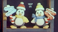 Penguins w/ Signs Ceramic Bisque Ready To Paint
