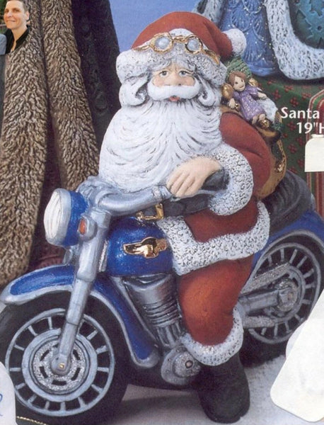 Motorcycle Biker Santa Unpainted Ceramic Bisque Ready To Paint