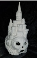 Skull Castle Fantasy w/ Holes In Front Unpainted Ready to Paint Ceramic Bisque