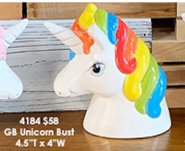 Sm Unicorn Bust FREE SHIPPING Ready To Paint UNPAINTED Ceramic Bisque