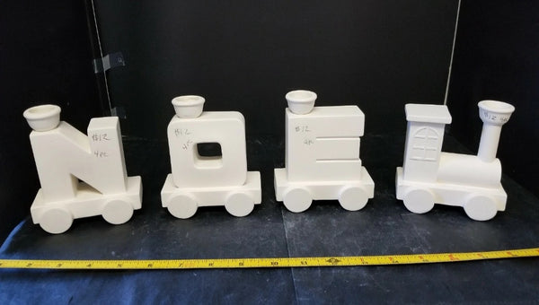 Noel Train Candle Holder Ready to Paint Unpainted Bisque