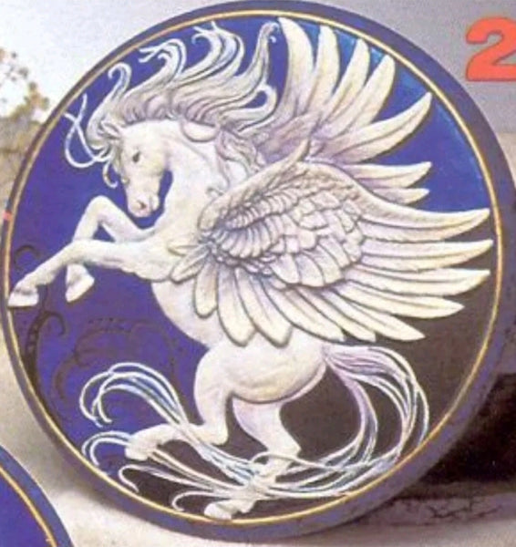 Pegasus Round Lidded Box Ready to Paint Unpainted Bisque