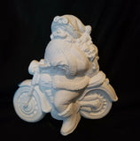 Motorcycle Biker Santa Unpainted Ceramic Bisque Ready To Paint