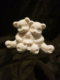 Christmas Wreath Teddy Bear Cuddles Ready to Paint, Unpainted Ceramic Bisque