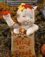 Ghost in Trick or Treat Bag Halloween  Ready to Paint, Unpainted Ceramic Bisque