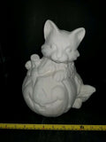Big Cat w/ Pumpkin Halloween Unpainted Ceramic