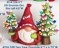 Clay Magic Gnome Holding Christmas Trees Ready To Paint  Unpainted Ceramic Bisque