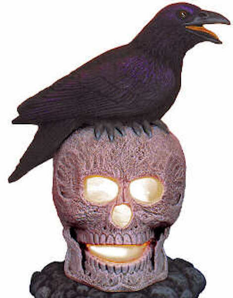 Crow Raven on Skull Candle Holder Halloween Fantasy