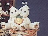 Big Ghost Cuddle w/ Pumpkin Halloween Unpainted Ceramic