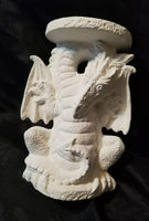 Winged Dragon Candle Holder Unpainted Ceramic Bisque