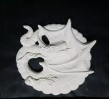 Round Dragon Plaque Unpainted Ceramic Bisque
