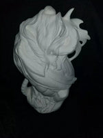 Maiden Petting Dragon Unpainted Ceramic Bisque