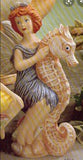 Fairy on Seahorse Fantasy Garden Unpainted Ceramic Bisque