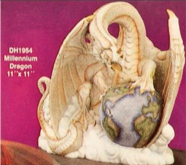 Millenium Dragon w/the World Unpainted Ceramic Bisque