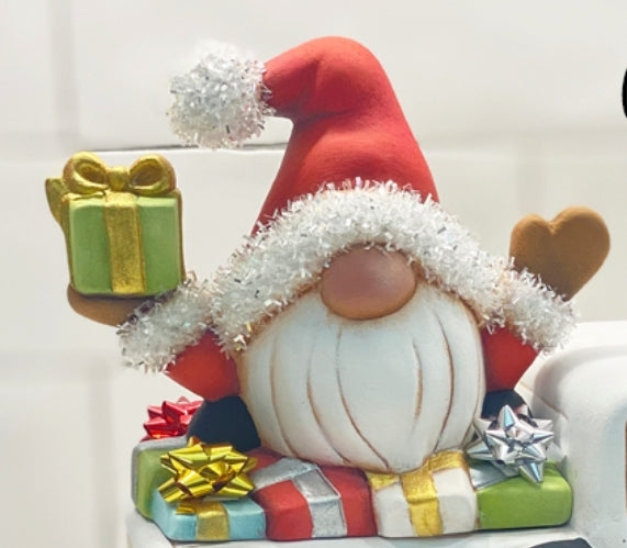 Clay Magic Santa Gnome Truck Insert Unpainted Ceramic Bisque