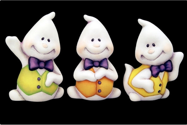 Clay Magic 3 Happy Halloween Ghosts Ready to Paint Unpainted Bisque