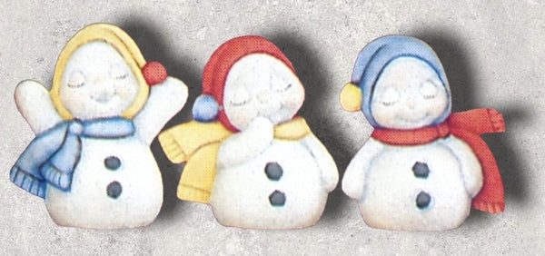 Clay Magic 3 Sleepy Snowmen Ready To Paint  Unpainted Ceramic Bisque