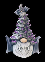 Clay Magic Halloween Vampire Gnome in Tree w/ purple pun lights Unpainted Ceramic Bisque