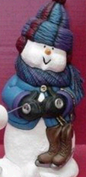 Button Snowman w/ Ice Skates Christmas Unpainted