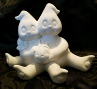 Halloween Ghost Cuddle w/ Pumpkin Unpainted Ceramic Bisque Ready To Paint