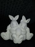 Easter Bunny Rabbit Cuddle w/ Egg Ready to Paint, Unpainted Ceramic Bisque