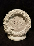 Christmas Scene Wreath w/ Night Light Ready to Paint Unpainted Ceramic Bisque