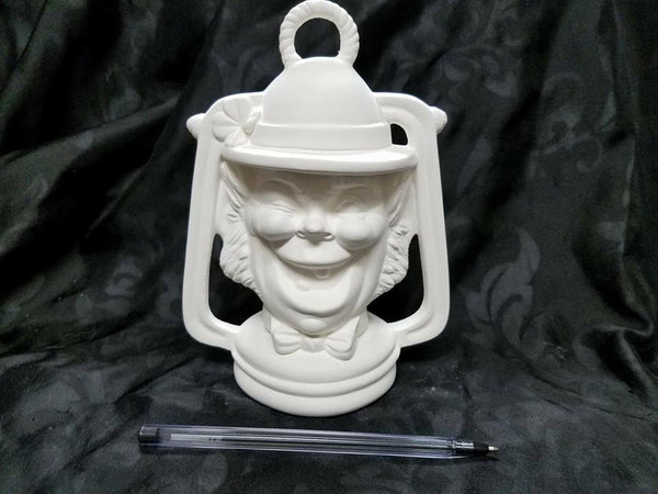 Halloween Clown Face Lantern  Ready to Paint, Unpainted Ceramic Bisque