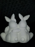 Easter Bunny Rabbit Cuddle w/ Egg Ready to Paint, Unpainted Ceramic Bisque