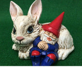 Gnome Sleeping on Bunny Rabbit Ready to Paint, Unpainted Ceramic Bisque