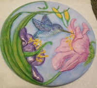 Hummingbird Garden Stone Plate Deco. Ready to Paint Unpainted Ceramic Bisque