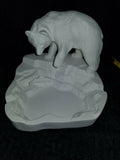 Grizzly Bear Hunting Fish On Rocky Lake Animal Unpainted Ceramic Bisque