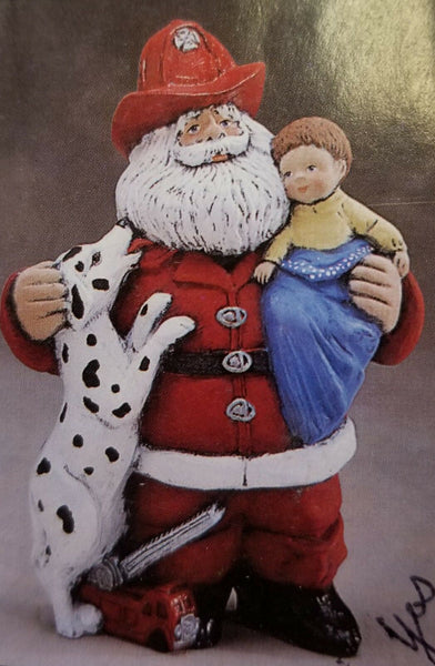 Fireman Santa w/ Dalmation Dog Christmas  Unpainted Ceramic Bisque Ready To Paint