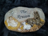 Jesus In The Manger Stone Garden Rock Plaque Ready to Paint Unpainted Bisque