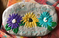 Sunflower Friends Garden Rock Plaque Stone Ready to Paint Unpainted Bisque